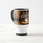 Tasse blanche avec motif en bois (Devant gauche)