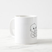 Tasse blanche avec un bébé et beigne géant (Devant gauche)
