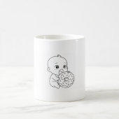 Tasse blanche avec un bébé et beigne géant (Centre)