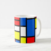 Tasse blanche bleue rouge jaune de Mondrian (Devant droit)