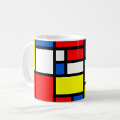 Tasse blanche bleue rouge jaune de Mondrian (Devant gauche)
