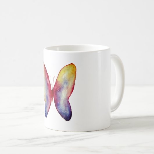 Tasse blanche classique d'art d'aquarelle de (Devant droit)