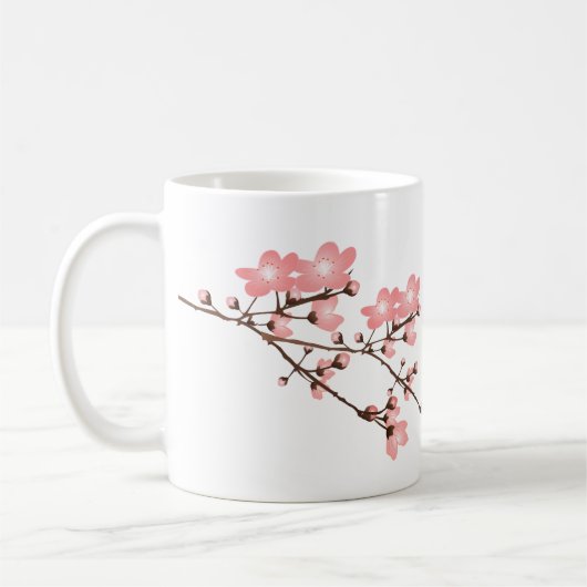 Tasse blanche classique de fleurs de cerisier (Gauche)