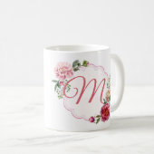 Tasse blanche classique du monogramme M (Devant droit)