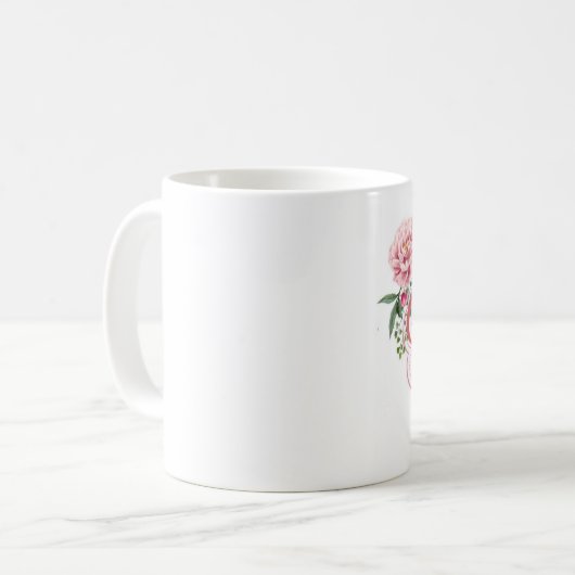 Tasse blanche classique du monogramme M (Devant gauche)