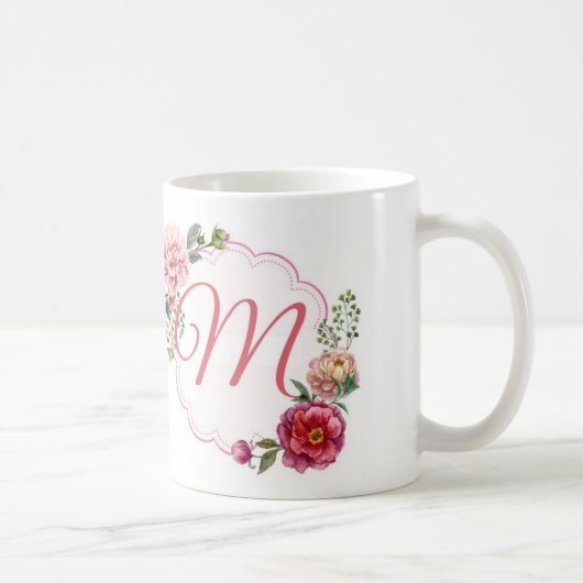 Tasse blanche classique du monogramme M (Droite)