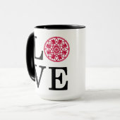 Tasse blanche d'AMOUR et noire rouge (Devant gauche)