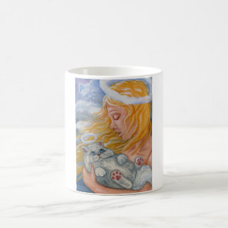 Tasse blanche d'ange de chat persan de CIEL de CAT