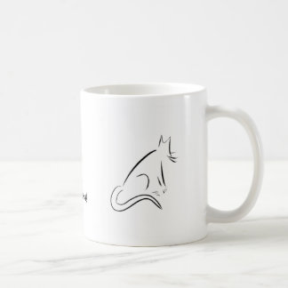 Tasse blanche de chat de zen