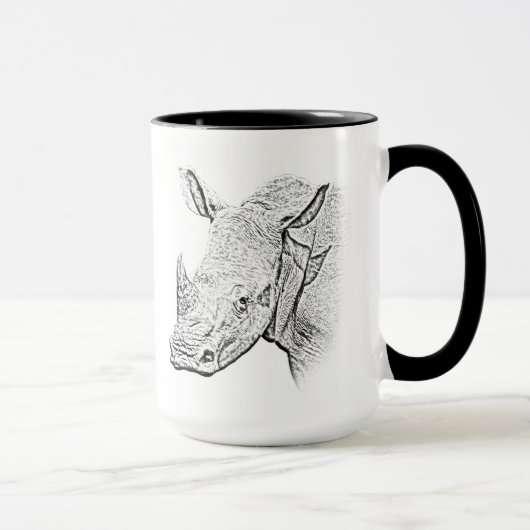 Tasse blanche de rhinocéros - série de l'Afrique (Droite)
