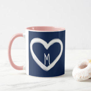 Tasse blanche de Valentine de coeur de marine