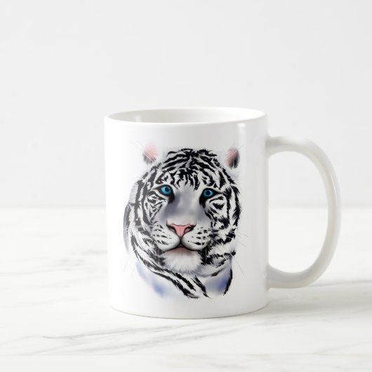 Tasse blanche de visage de tigre (Droite)