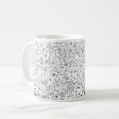 tasse blanche dessinée à la main noire (Devant gauche)