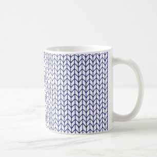 TASSE BLANCHE EN MAILLE LIGNE BLEUE