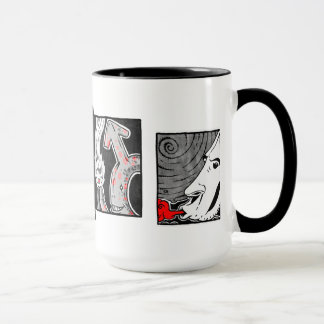 Tasse blanche et rouge noire