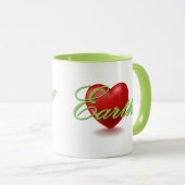 Tasse blanche et verte Love Earth (Devant droit)