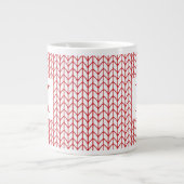 Tasse blanche grande RED LINE KNIT + Initiale (Devant)