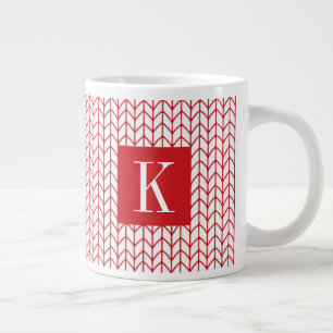 Tasse blanche grande RED LINE KNIT + Initiale II