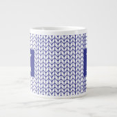 TASSE BLANCHE GRANDE TISSÉE LIGNE BLEUE + Initiale (Devant)