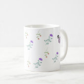 Tasse blanche minimale florale pour café (Devant droit)
