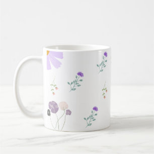 Tasse blanche minimale florale pour café