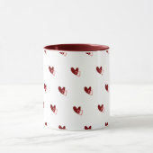 Tasse blanche – Motif de cœurs rouge foncé (Centre)