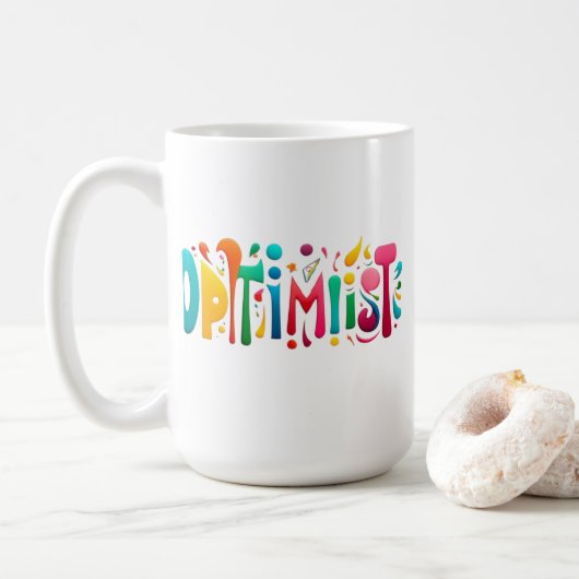 Tasse blanche optimiste – Design motivant coloré (Avec donut)