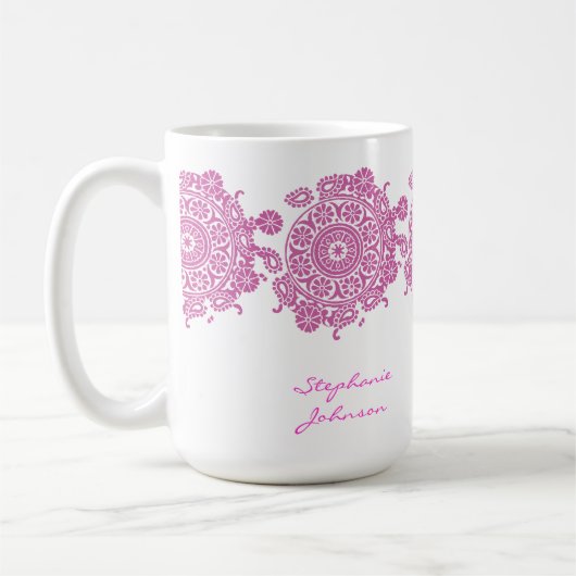 Tasse blanche/rose d'ornement élégant (Gauche)
