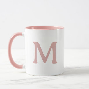 Tasse blanche rose moderne avec monogramme personn