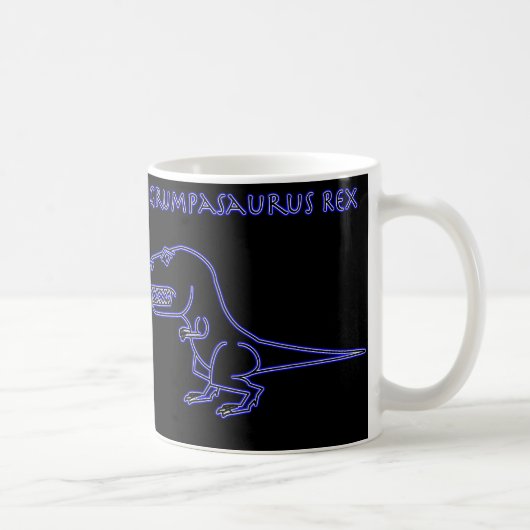 Tasse bleue au néon de Grumpasaurus Rex (Droite)