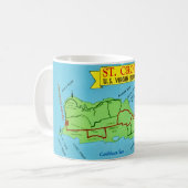 Tasse bleue avec carte postale de St Croix (Devant gauche)