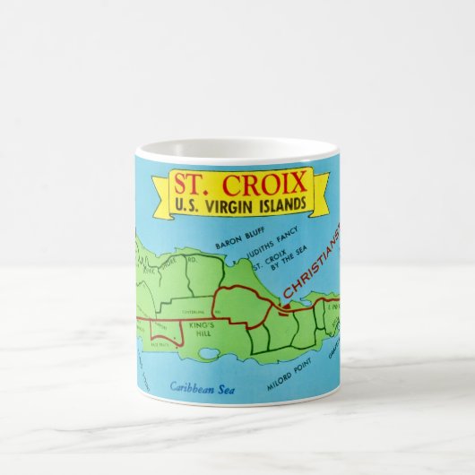 Tasse bleue avec carte postale de St Croix (Centre)