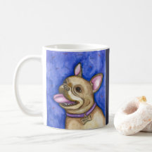 Tasse bleue de bouledogue français