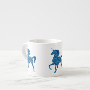 Tasse bleue de café express de licorne du feu