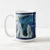 Tasse bleue de cheval de tache (Gauche)