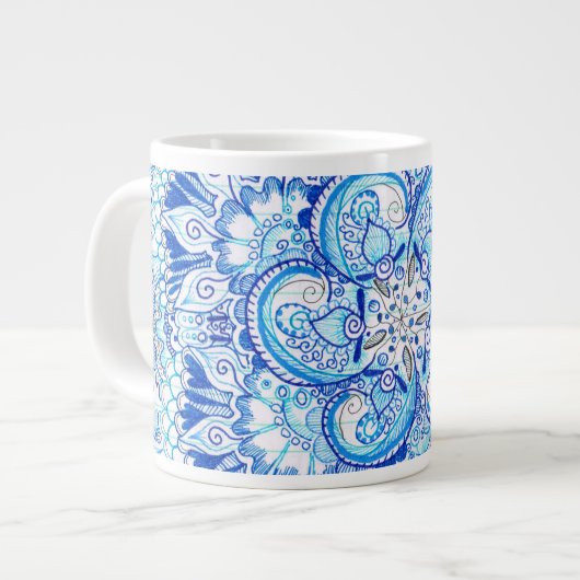 tasse bleue de conception de mandala (Devant gauche)