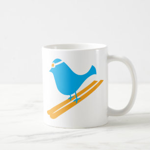 Tasse bleue de jour d'oiseau