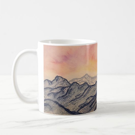 Tasse bleue de lever de soleil de montagne (Gauche)
