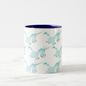 Tasse bleue de licornes de bande dessinée mignonne (Centre)