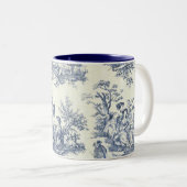 Tasse bleue de motif de pays français (Devant droit)