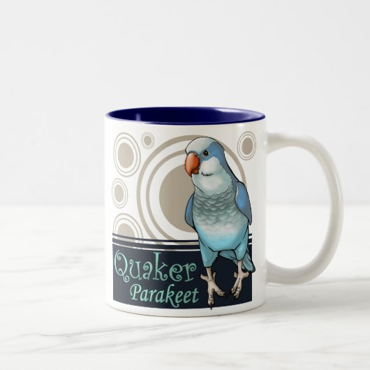 Tasse bleue de quaker (Droit)