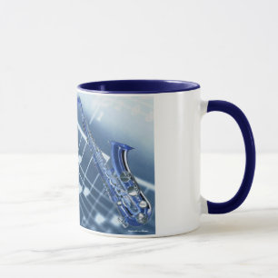 Tasse bleue de saxophone