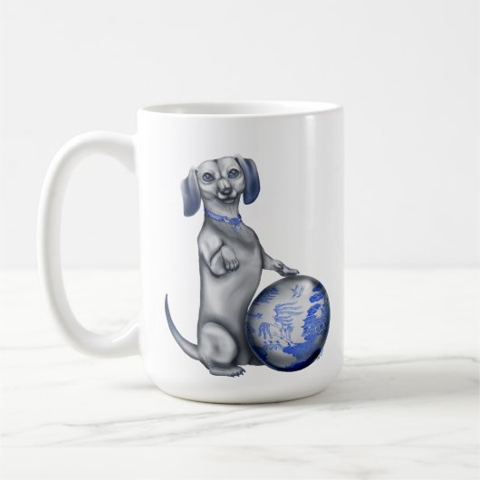 Tasse bleue de teckel de saule (Gauche)