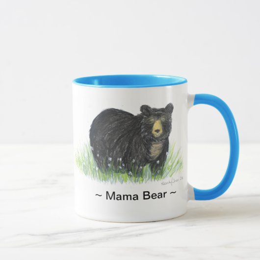 Tasse bleue d'équilibre d'ours noir de ~ de maman (Droite)