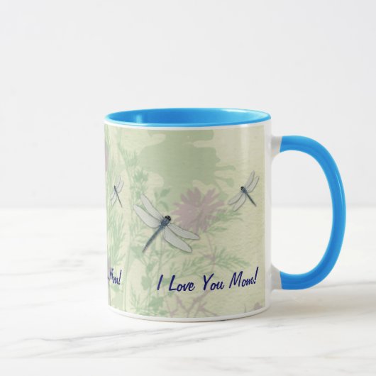 Tasse bleue du jour de mère de libellule (Droite)