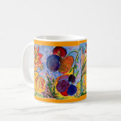 Tasse bleue et orange de fleur (Devant gauche)