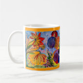 Tasse bleue et orange de fleur (Gauche)