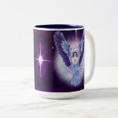 Tasse bleue glorieuse d'ange de saphir (Devant droit)