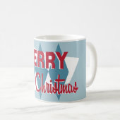 Tasse bleue moderne de Noël de la rétro moitié du (Devant droit)