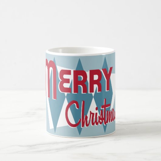 Tasse bleue moderne de Noël de la rétro moitié du (Centre)